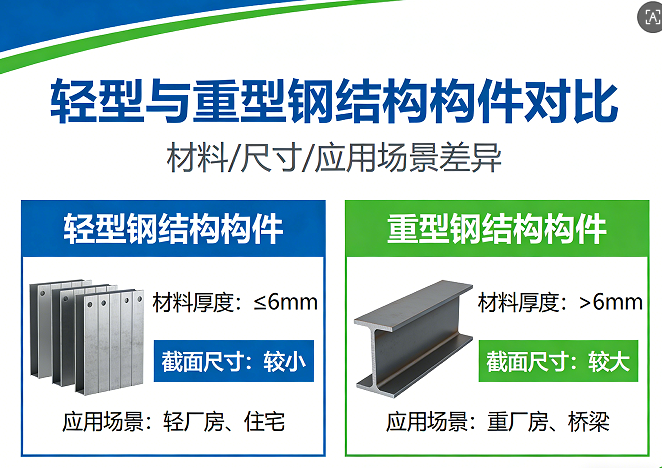 轻型与重型钢结构构件对比图